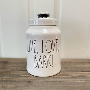 Rae Dunn LIVE LOVE BARK Crown Canister Treat Jar